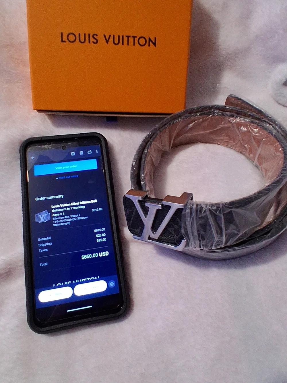 Louis Vuitton Belt with Silver LV Buckle